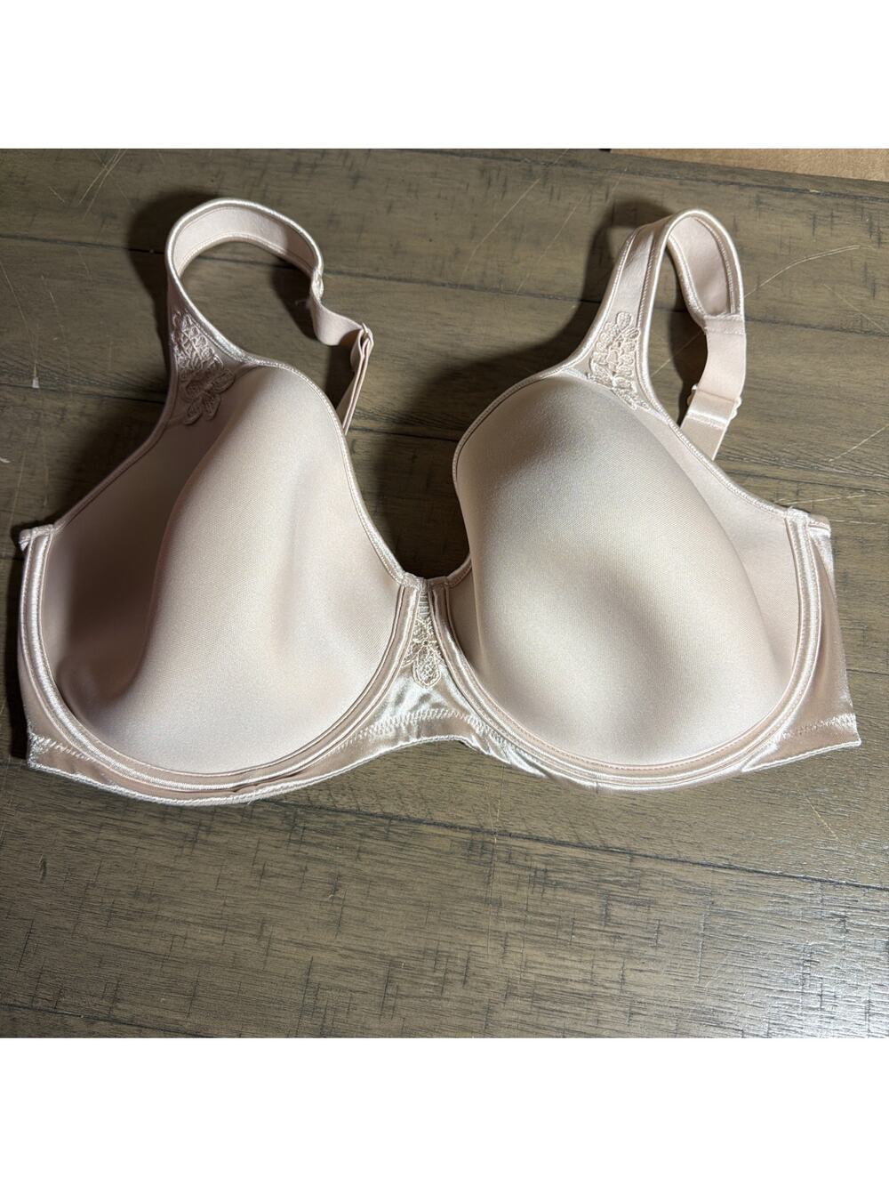 Barely Worn Lunaire Bra 40DDD Satin Trim Underwire Womens Flower Appliqué 32215